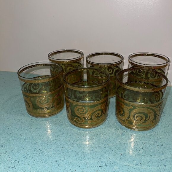 Culver Vintage Glass Tumblers Mid Century Set of 6 Toledo 22k Gold - Picture 2 of 10